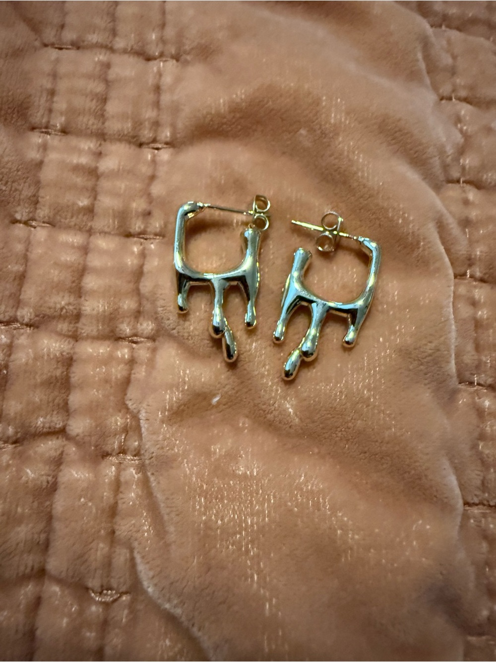 Gold Plated Drip Hoop Stud Earrings- Pretty Bird